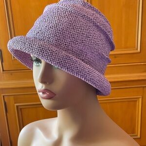 ☀️🕶️Elegant Lavender Women's Raffia Poolside & Beach Bucket Hat☀️🕶️